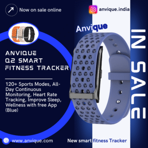 Anvique Q2 Smart Health Wristband, Wearable Activity & Fitness Tracker, 120+ Sports Modes, All-Day Continuous Monitoring, Heart Rate Tracking, Improve Sleep, Wellness with free App (Blue)
