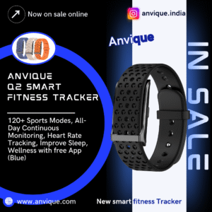 Anvique Q2 Smart Health Wristband, Wearable Activity & Fitness Tracker, 120+ Sports Modes, All-Day Continuous Monitoring, Heart Rate Tracking, Improve Sleep, Wellness with free App black